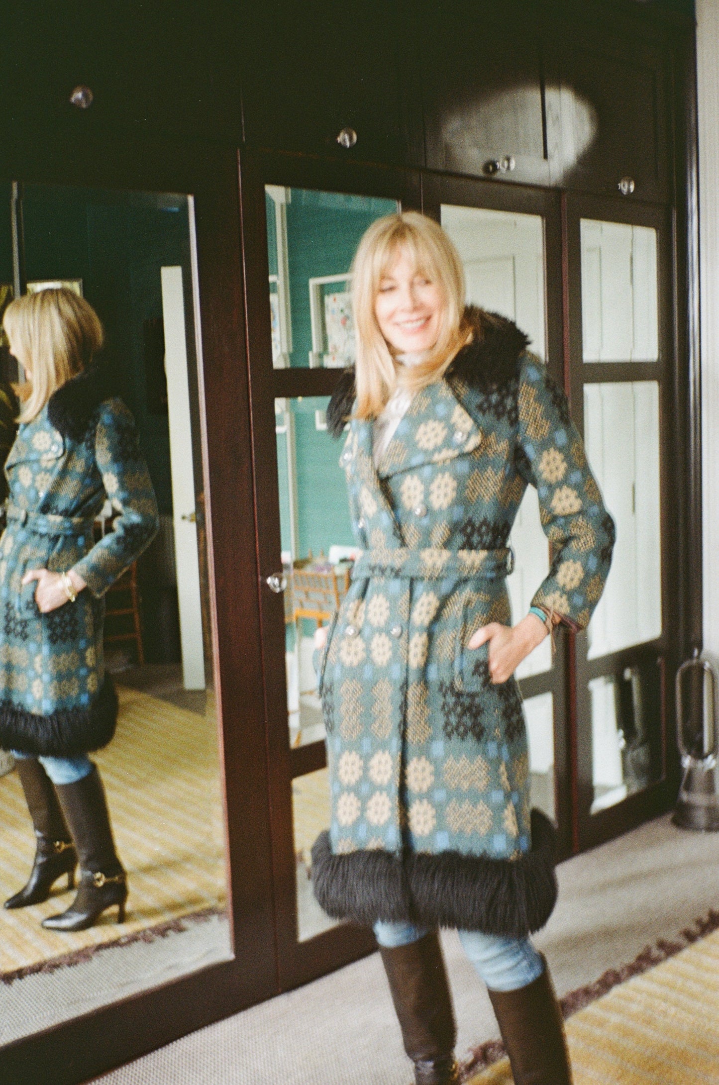 Welsh Tapestry Coat with Faux Fur Trim