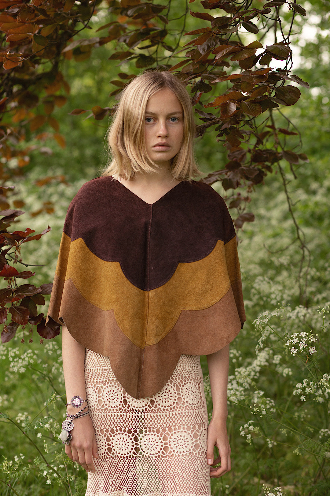 Layered Brown Suede Cape