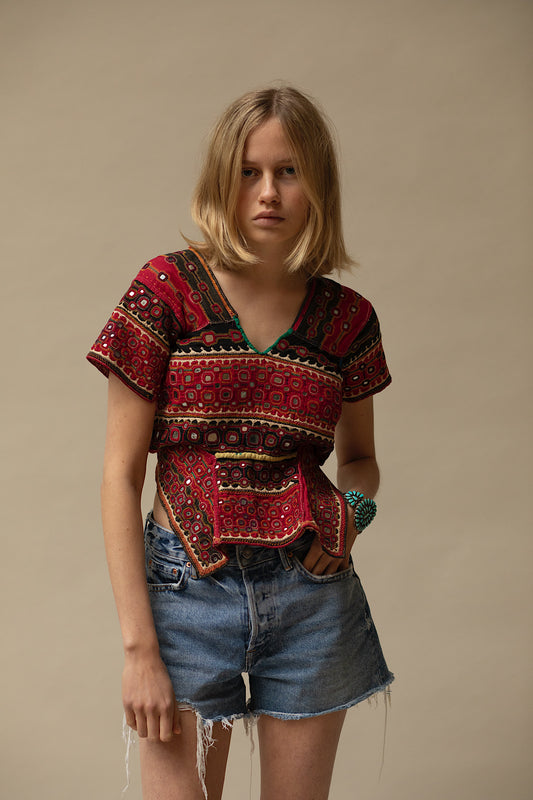 Indian V-neck Crop Top