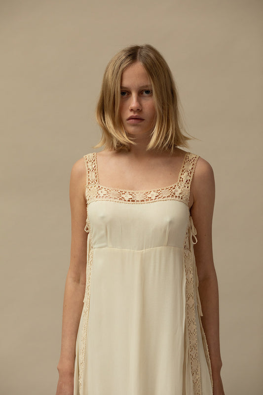 Silk Blouse with Crochet Details