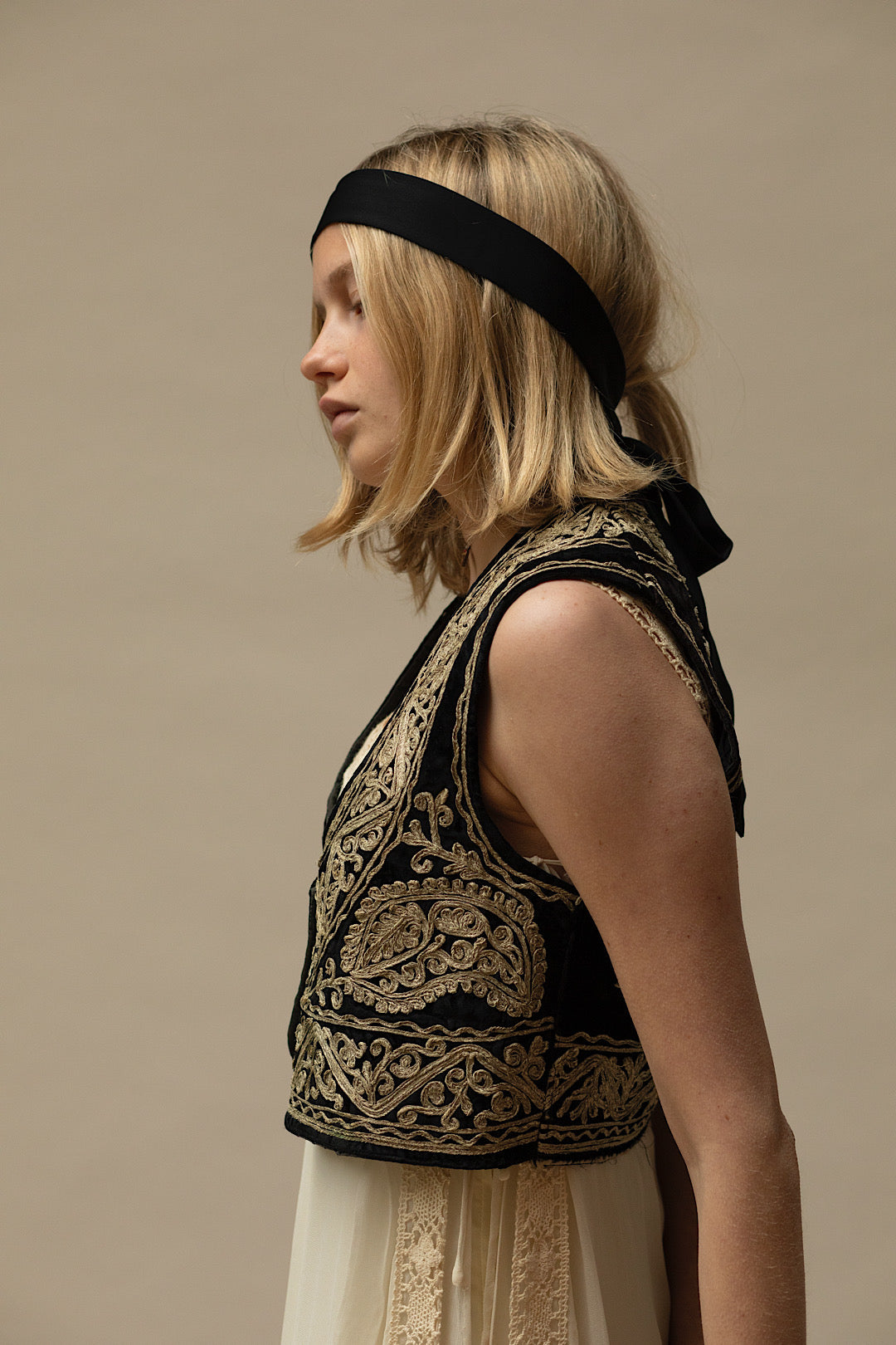 Cropped Embroidered Waistcoat