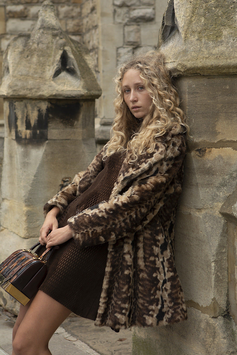 Faux Fur Leopard Print Coat