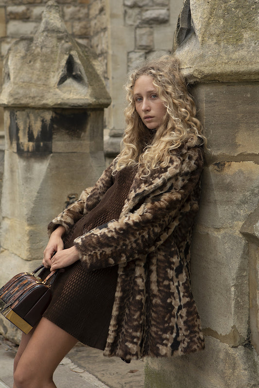 Faux Fur Leopard Print Coat