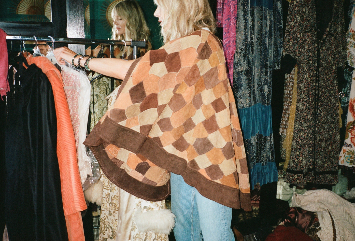 Patchwork Suede Cape