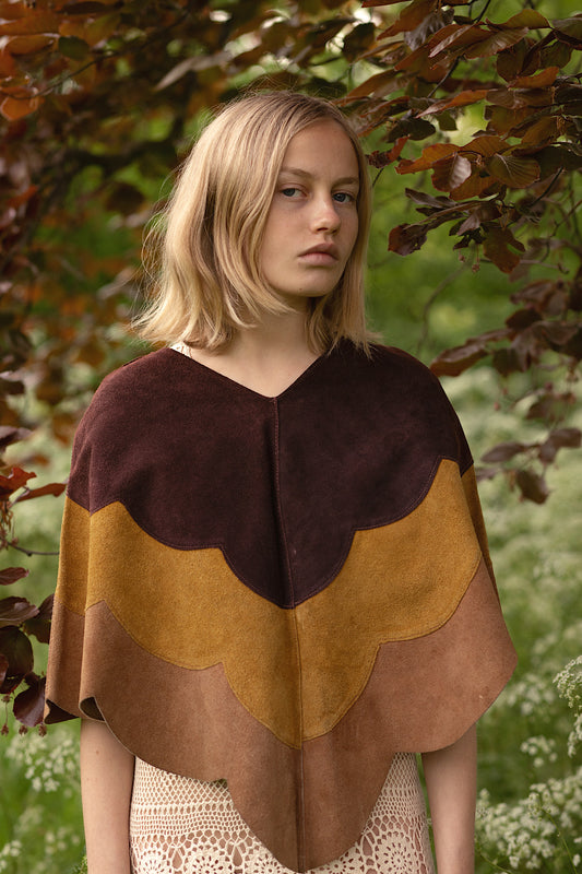 Layered Brown Suede Cape