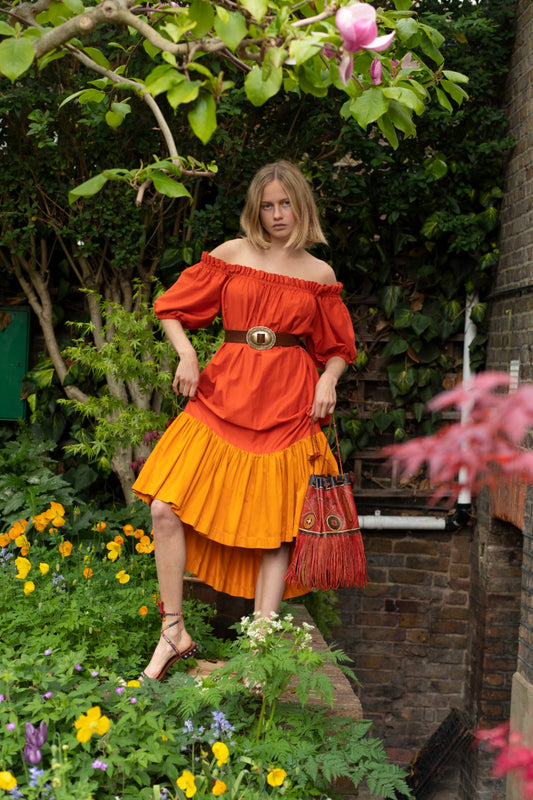 Orange Yves Saint Laurent Elasticated Dress